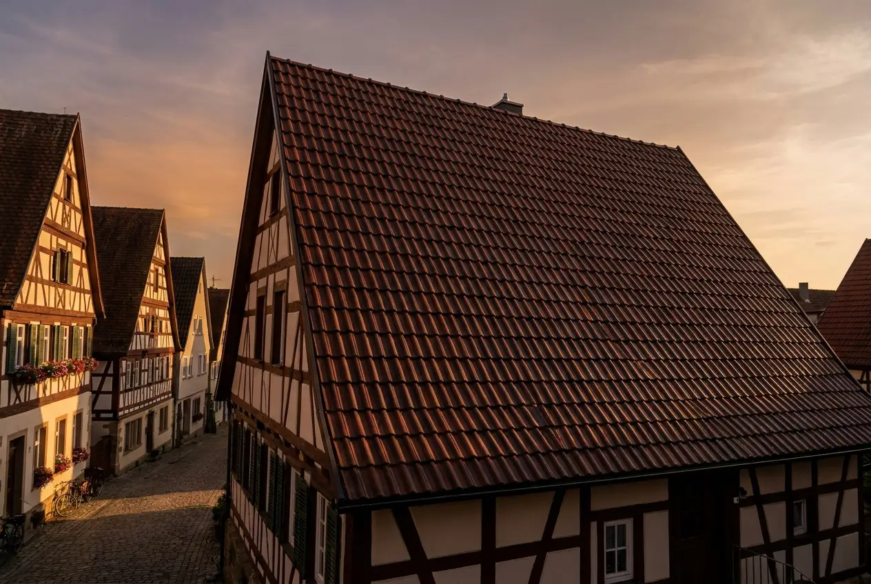 Fertiggestellte Steildach-Neueindeckung an einem Einfamilienhaus in Asperg